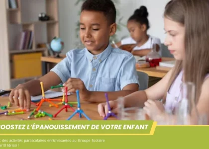Enfants participant à des activités extrascolaires artistiques et sportives au Groupe Scolaire Omar El Idrissi à Casablanca