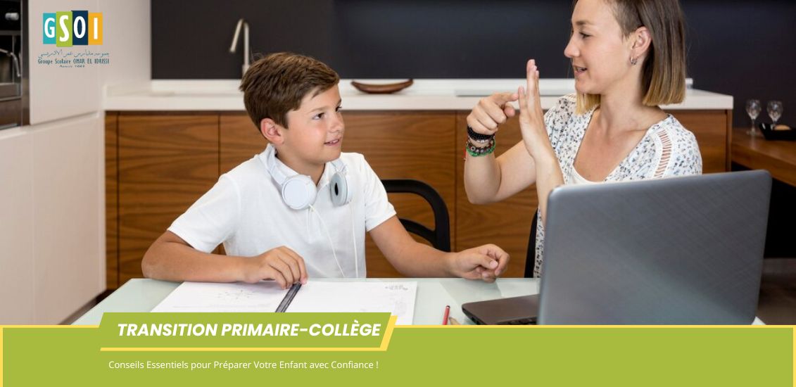 Enfant préparant sa transition du primaire au collège au Groupe Scolaire Omar El Idrissi